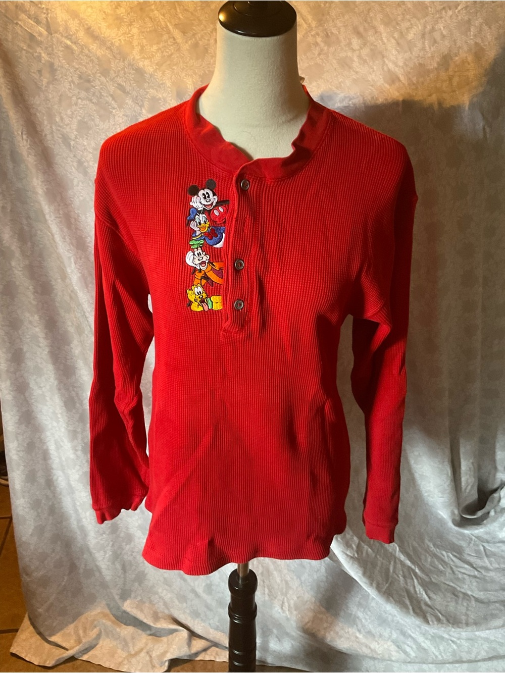 Vintage Disney Red Waffle Long Sleeve